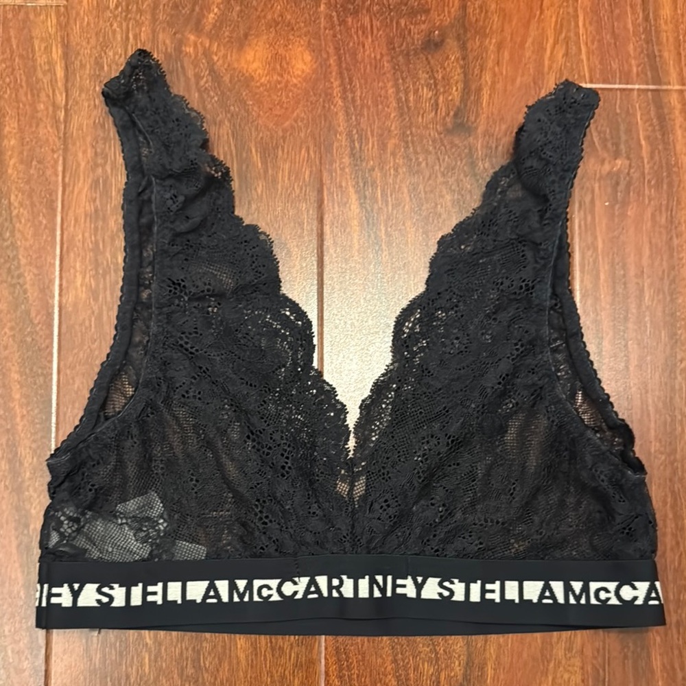 Stella McCartney Black Lace Bra, Size Small